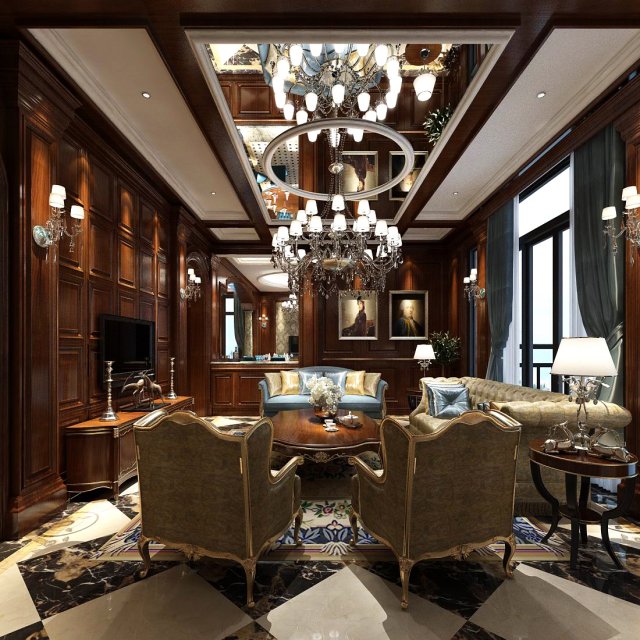 european-style living room design 47 3D Модель .c4d .max .obj .3ds .fbx .stl .blend 