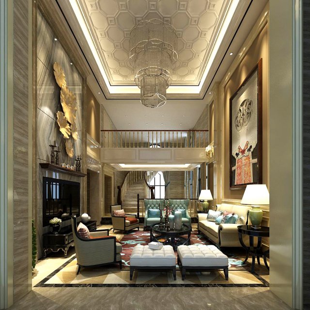 european-style living room design 48 3D Model .c4d .max .obj .3ds .fbx .stl .blend 