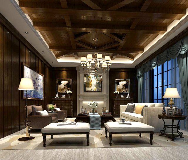 european-style living room design 49 Modello 3D .c4d .max .obj .3ds .fbx .stl .blend 