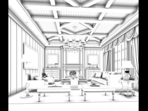 european-style living room design 49 Modello 3D