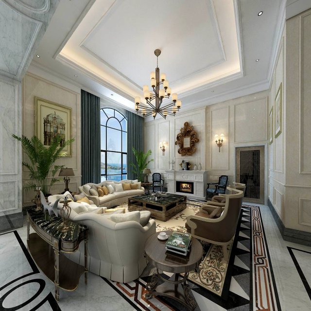 european-style living room design 50 3D Model .c4d .max .obj .3ds .fbx .stl .blend 