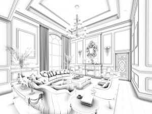 european-style living room design 50 3D Model