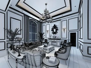 european-style living room design 50 3D Model