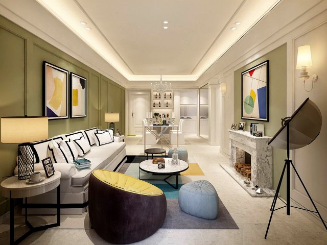 european-style living room design 53 Model 3D .c4d .max .obj .3ds .fbx .stl .blend 