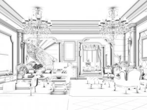 european-style living room design 56 3D Model