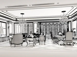 design de sala de estar em estilo europeu 57 Modelo 3D
