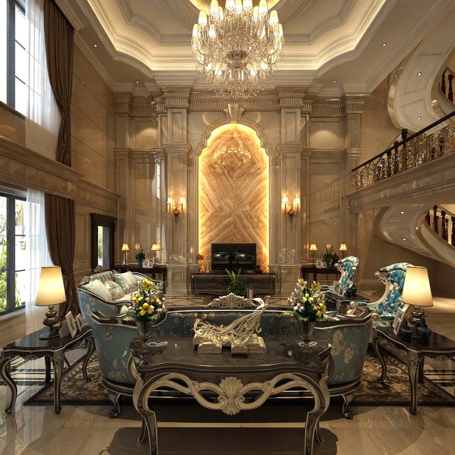 european-style living room design 60 3D Model .c4d .max .obj .3ds .fbx .stl .blend