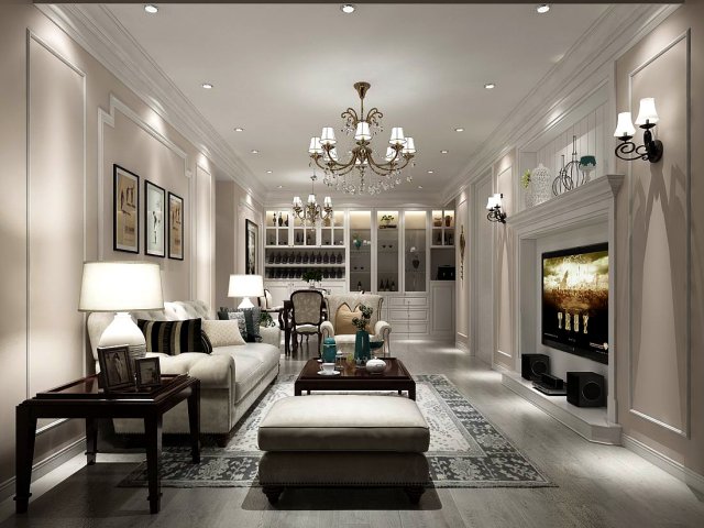 european-style living room design 64 3Dモデル .c4d .max .obj .3ds .fbx .stl .blend 