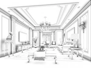 european-style living room design 65 3D Model