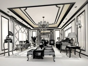 european-style living room design 65 3D Model