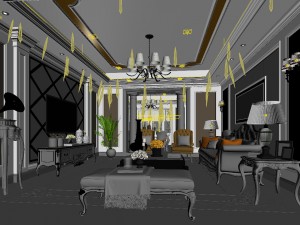 european-style living room design 65 3D Model