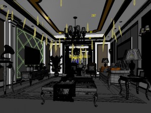 european-style living room design 65 3D Model