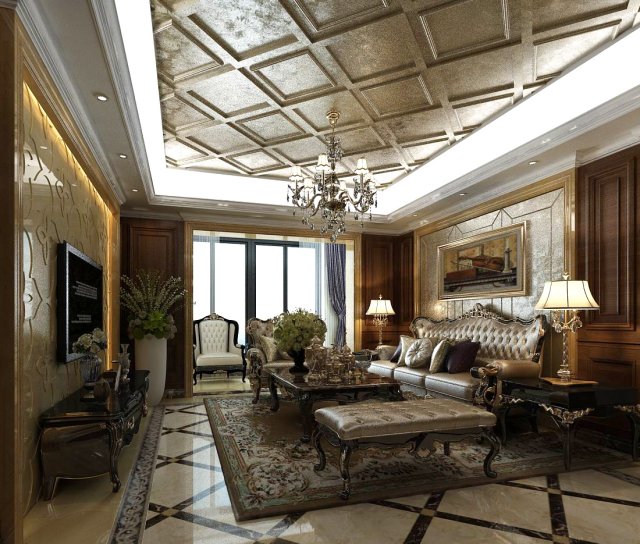 european-style living room design 66 3Dモデル .c4d .max .obj .3ds .fbx .stl .blend 