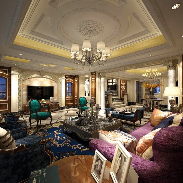 european-style living room design 67 3D Модель .c4d .max .obj .3ds .fbx .stl .blend 