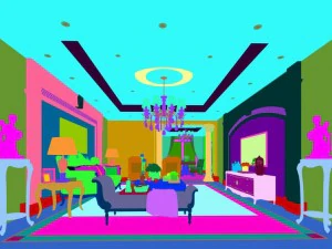 Soggiorno in stile europeo anni '70 Modello 3D