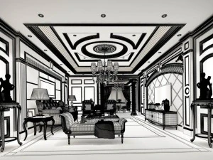 Soggiorno in stile europeo anni '70 Modello 3D