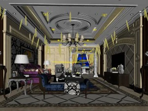 Soggiorno in stile europeo anni '70 Modello 3D