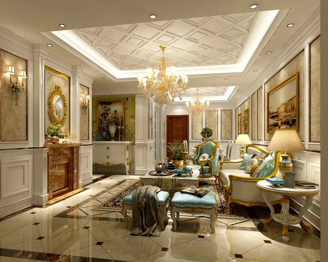 european-style living room design 71 3D 模型 .c4d .max .obj .3ds .fbx .stl .blend 
