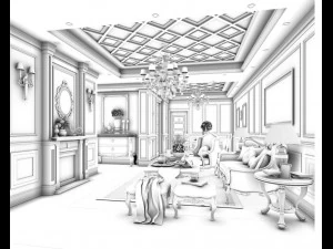 european-style living room design 71 3D Model