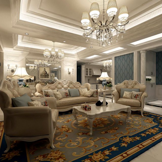 european-style living room design 73 Modelo 3D .c4d .max .obj .3ds .fbx .stl .blend 