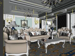 design del soggiorno in stile europeo 73 Modello 3D