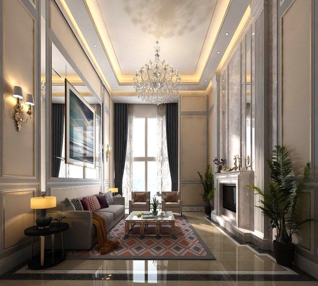 european-style living room design 76 Model 3D .c4d .max .obj .3ds .fbx .stl .blend 