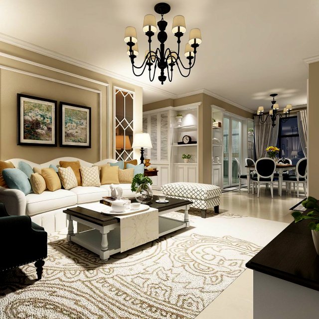 european-style living room design 79 Model 3D .c4d .max .obj .3ds .fbx .stl .blend 