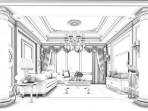 european-style living room design 81 3D Model