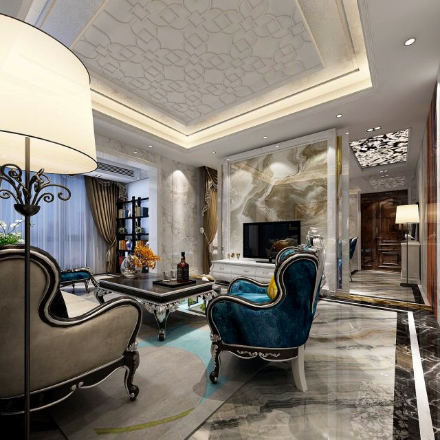 european-style living room design 82 Modèle 3D .c4d .max .obj .3ds .fbx .stl .blend 