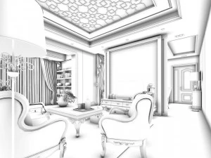 design del soggiorno in stile europeo 82 Modello 3D