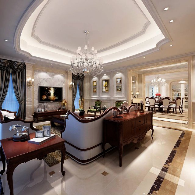 european-style living room design 85 3D Модель .c4d .max .obj .3ds .fbx .stl .blend 