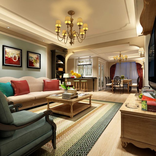 european-style living room design 86 3Dモデル .c4d .max .obj .3ds .fbx .stl .blend 
