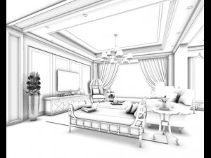 european-style living room design 87 3D Model