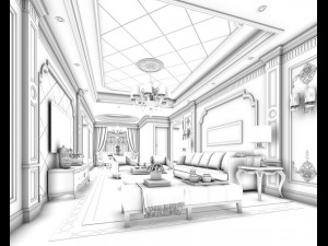 european-style living room design 90 3D मॉडल