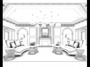 european-style living room design 91 3D Model