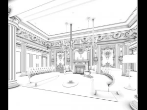 european-style living room design 92 3D Model