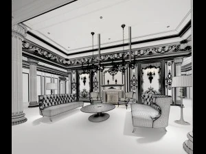 european-style living room design 92 3D Model