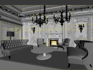 european-style living room design 92 3D Model