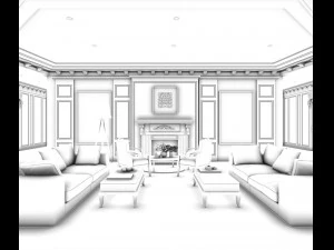 european-style living room design 93 3D Model