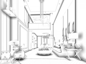 stylish avant-garde living room design 01 3D Модель