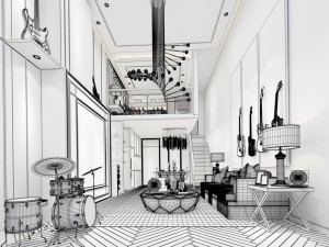stylish avant-garde living room design 01 3D Модель
