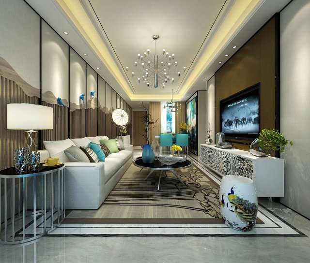 stylish avant-garde living room design 02 Model 3D .c4d .max .obj .3ds .fbx .stl .blend 