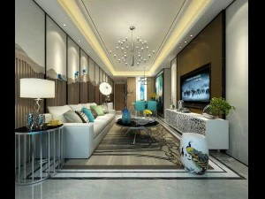 elegante soggiorno dal design d'avanguardia 02 Modello 3D