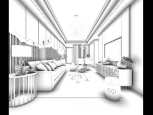 elegante soggiorno dal design d'avanguardia 02 Modello 3D