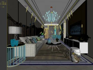 elegante soggiorno dal design d'avanguardia 02 Modello 3D