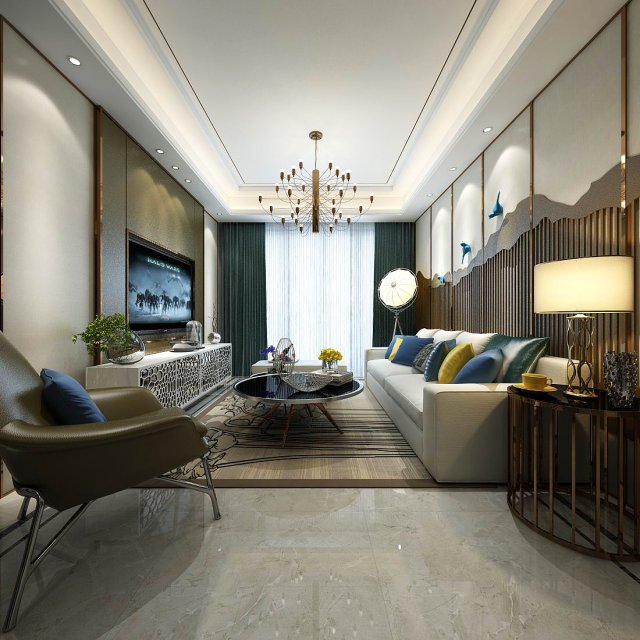 stylish avant-garde living room design 03 3D Модель .c4d .max .obj .3ds .fbx .stl .blend 