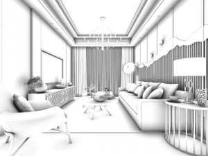 stylish avant-garde living room design 03 3D Model