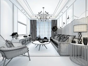 stylish avant-garde living room design 03 3D Model