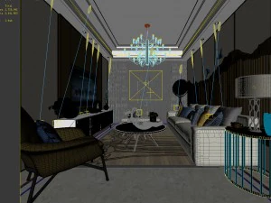 stylish avant-garde living room design 03 3D Model