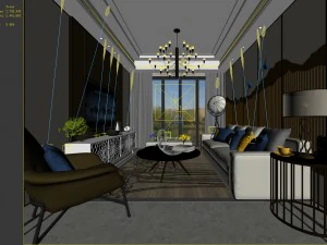stylish avant-garde living room design 03 3D Model